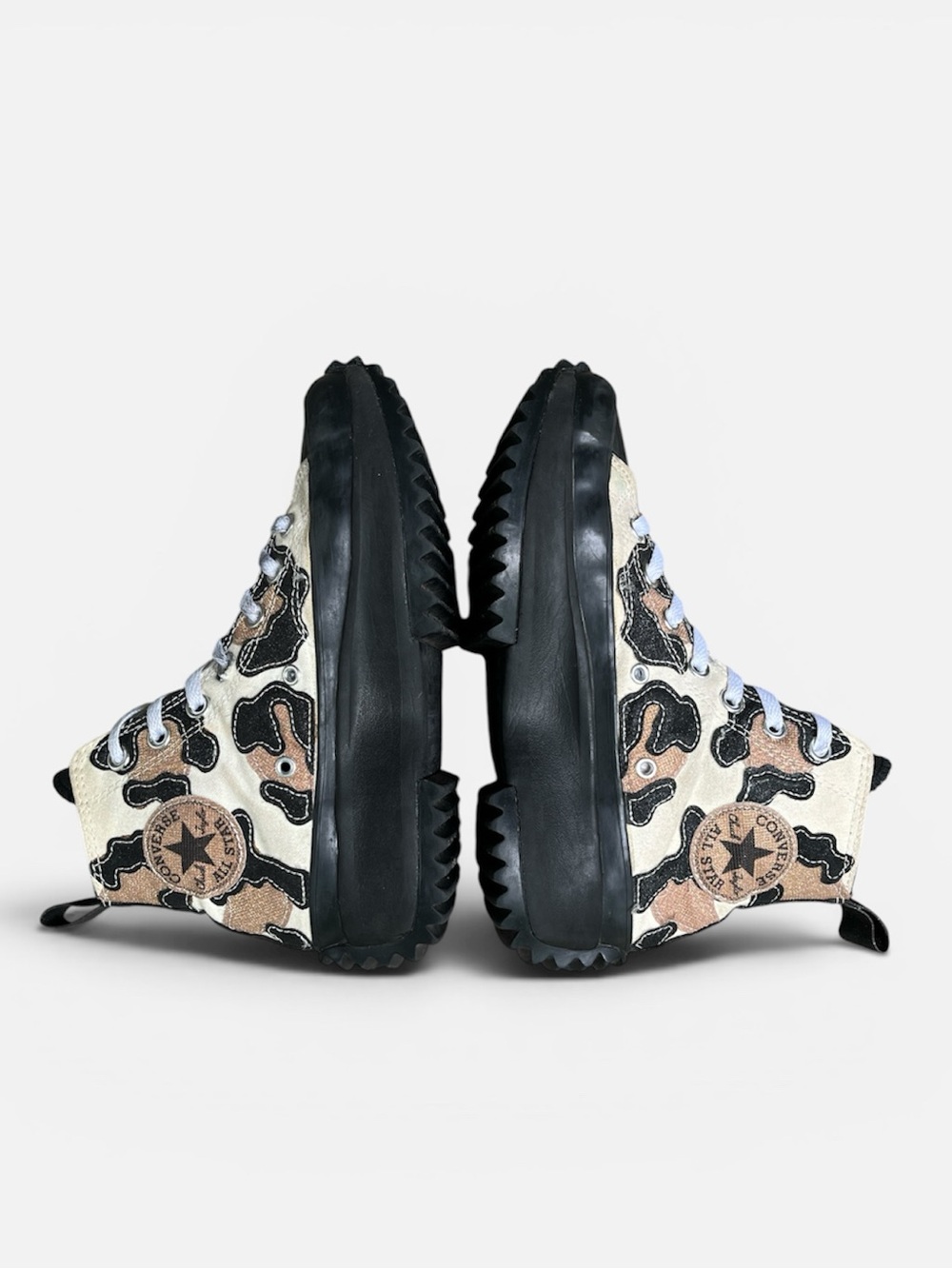 Converse Platform High-Top Sneakers in Cream, Black and Tan Camo - Picture 3 of 11